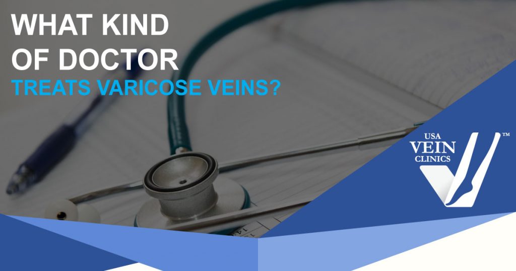 A stethoscope with words "What kind of doctor treats varicose veins."