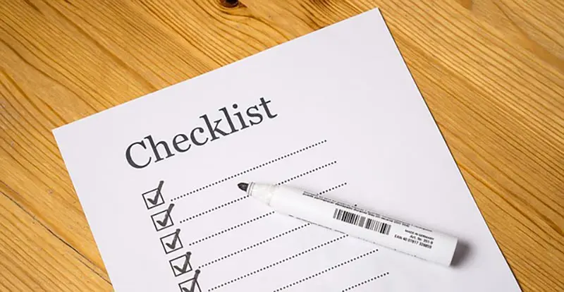 checklist on a table