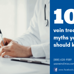 Close up of someone talking with a doctor and words "10 vein treatment myths you should know."