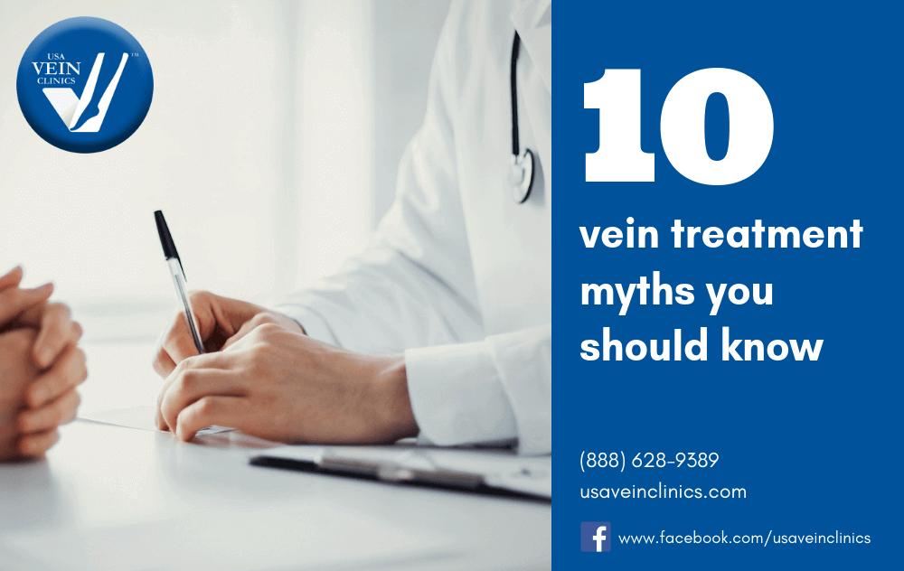 Close up of someone talking with a doctor and words "10 vein treatment myths you should know."