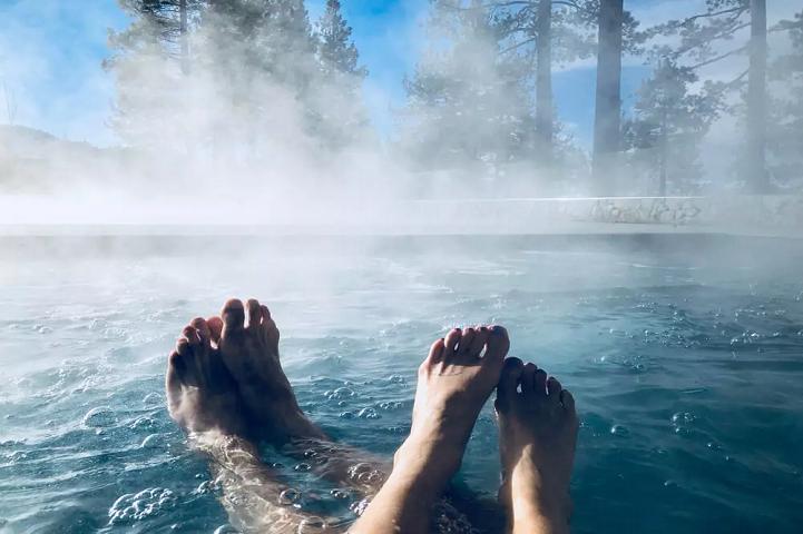 couple of feet in steaming water