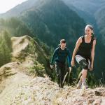 couple hiking on a mountain