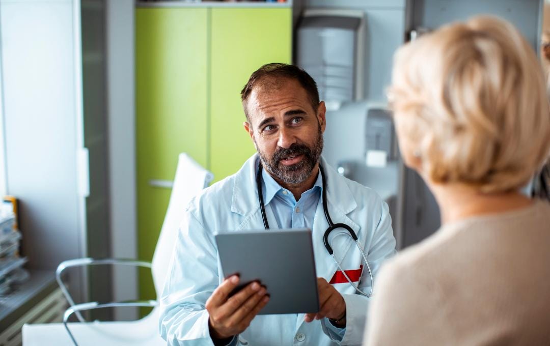 Varicose Vein Treatment Recovery 7 A follow-up appointment where the vein specialist monitors the patient's varicose vein treatment recovery.