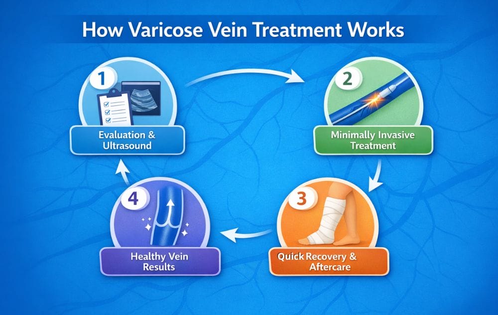 How Long Does It Take For Varicose Vein Treatment To Work? 5 Varicose Vein Treatment Process Info graphic