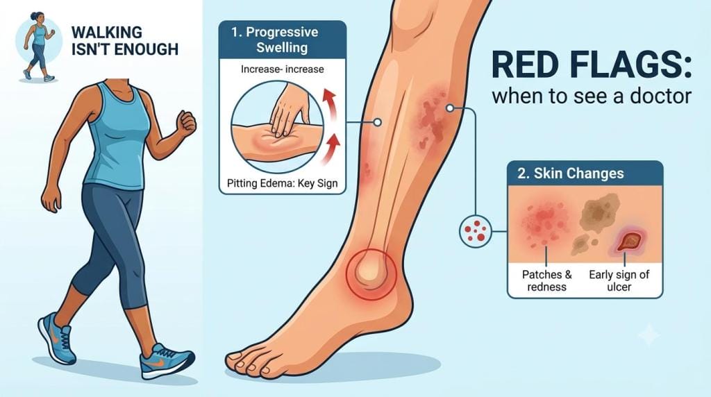 Walking For Varicose Veins: How Much Helps, When To Get Treatment 6 diagram showing issues when walking with varicose veins
