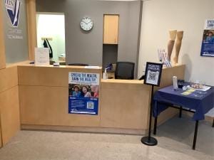 Woodbury 5 reception desk at USA Vein Clinics in Woodbury